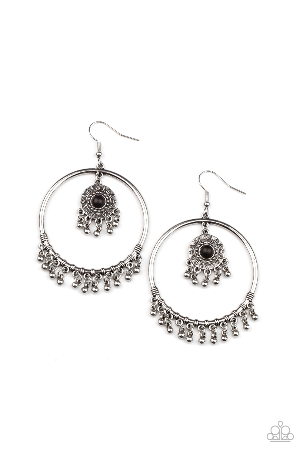 Sunny Equinox Black Earrings Paparazzi $5 Jewelry. Tribal Trendy Earrings. #P5SE-BKXX-214XX