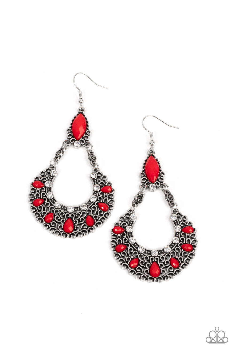 Fluent in Florals Red Earring Paparazzi Accessories. Subscribe and Save. #P5RE-RDXX-170XX