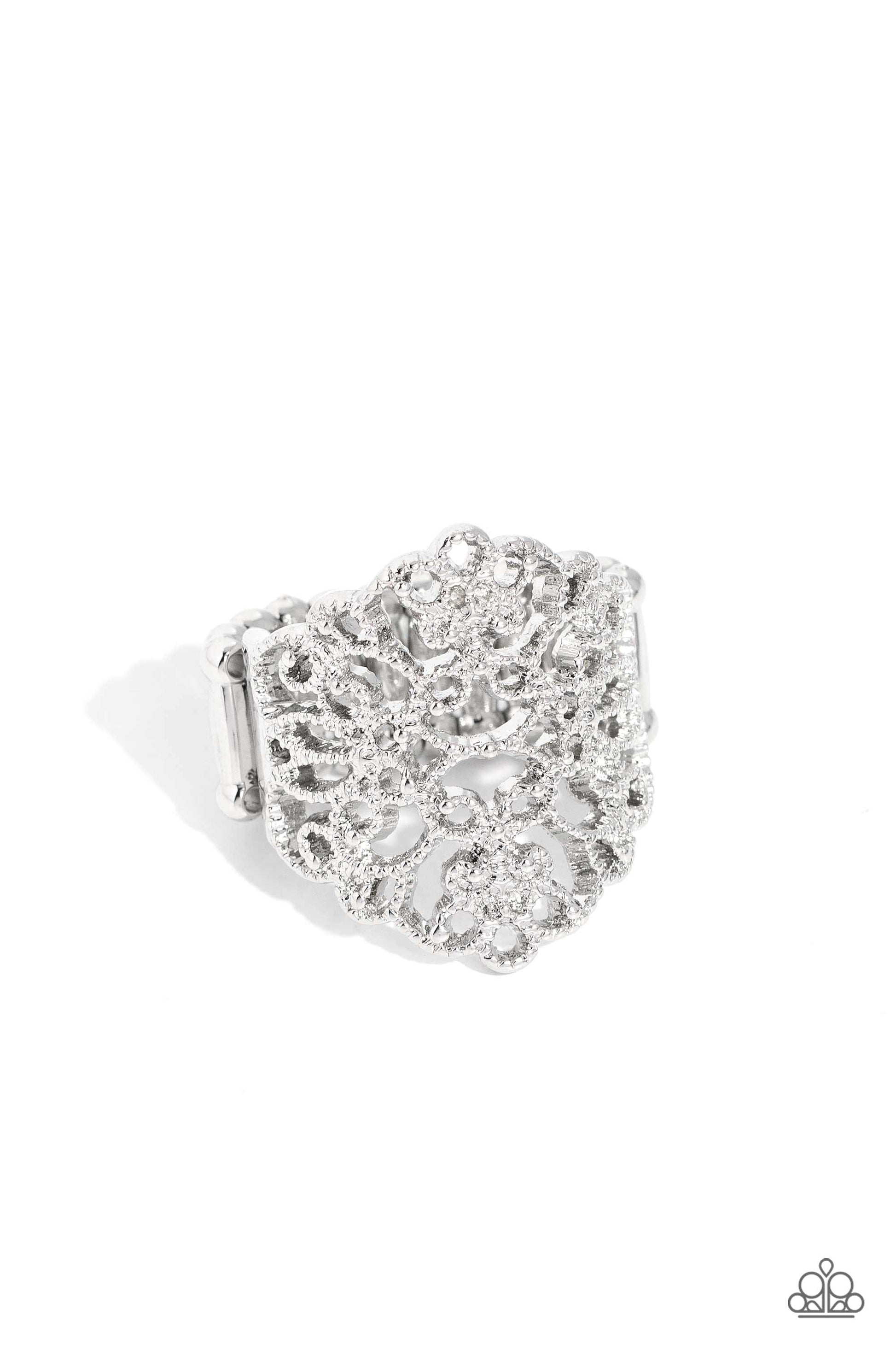 Paparazzi Glistening Gentry Silver Ring. Get Free Shipping. #P4WH-SVXX-208XX. White Rhinestones ring