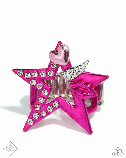 Dynamic Diva $5 Ring Paparazzi Accessories. Subscribe & Save, #P4ST-MTXX-030TO. Star and Heart ring