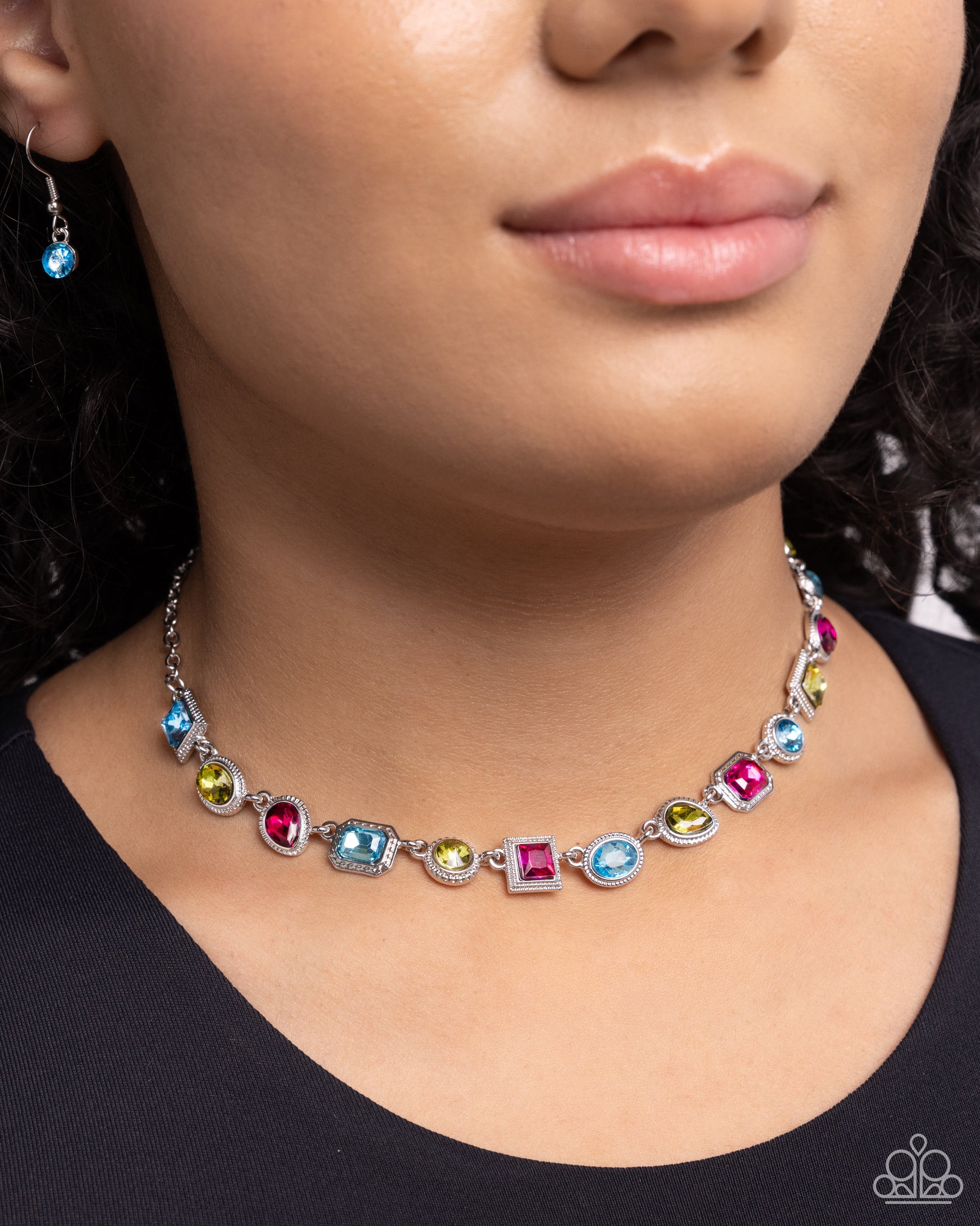 Paparazzi Gallery Glam Multi Necklace. Subscribe & Save. #P2RE-MTXX-239XX. Aquamarine, Fuchsia