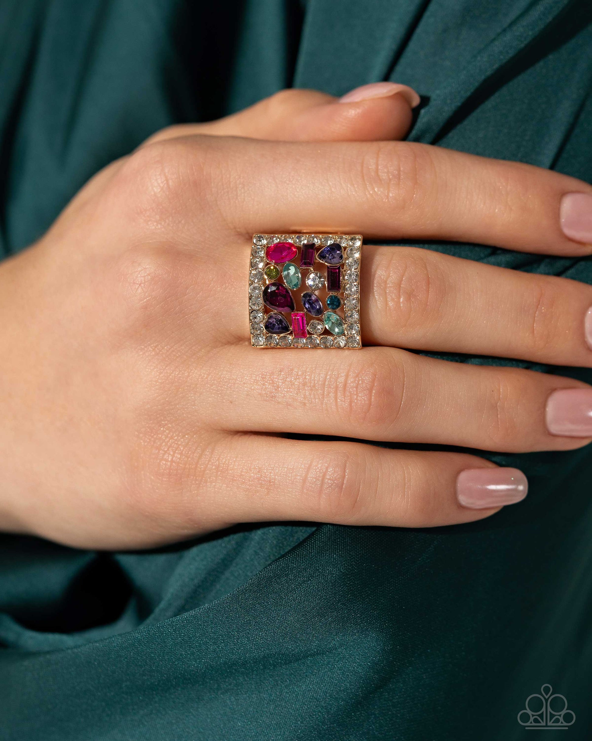 Paparazzi Framed Finesse Multi Color Statement Ring. Subscribe & Save. #P4RE-MTXX-059XX 