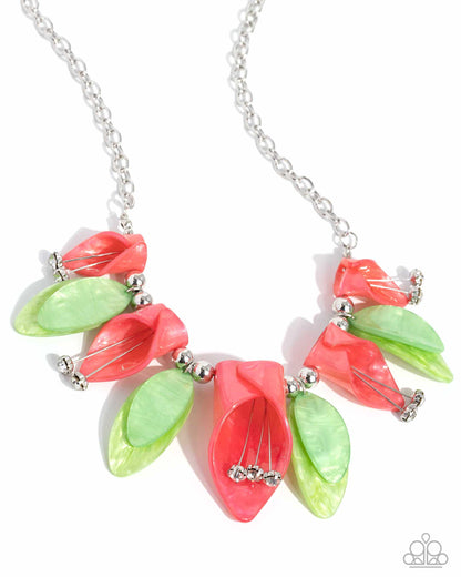 Paparazzi Accessories Garden Gaze Multi Necklace. Subscribe & Save. #P2ST-MTXX-153XX. Tulip and leaf