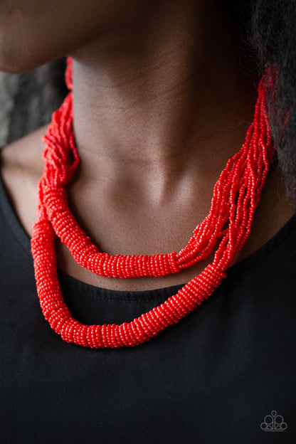 Paparazzi Right As RAINFOREST Red Seed Beads Necklace. Get Free Shipping. #P2ST-RDXX-025XX