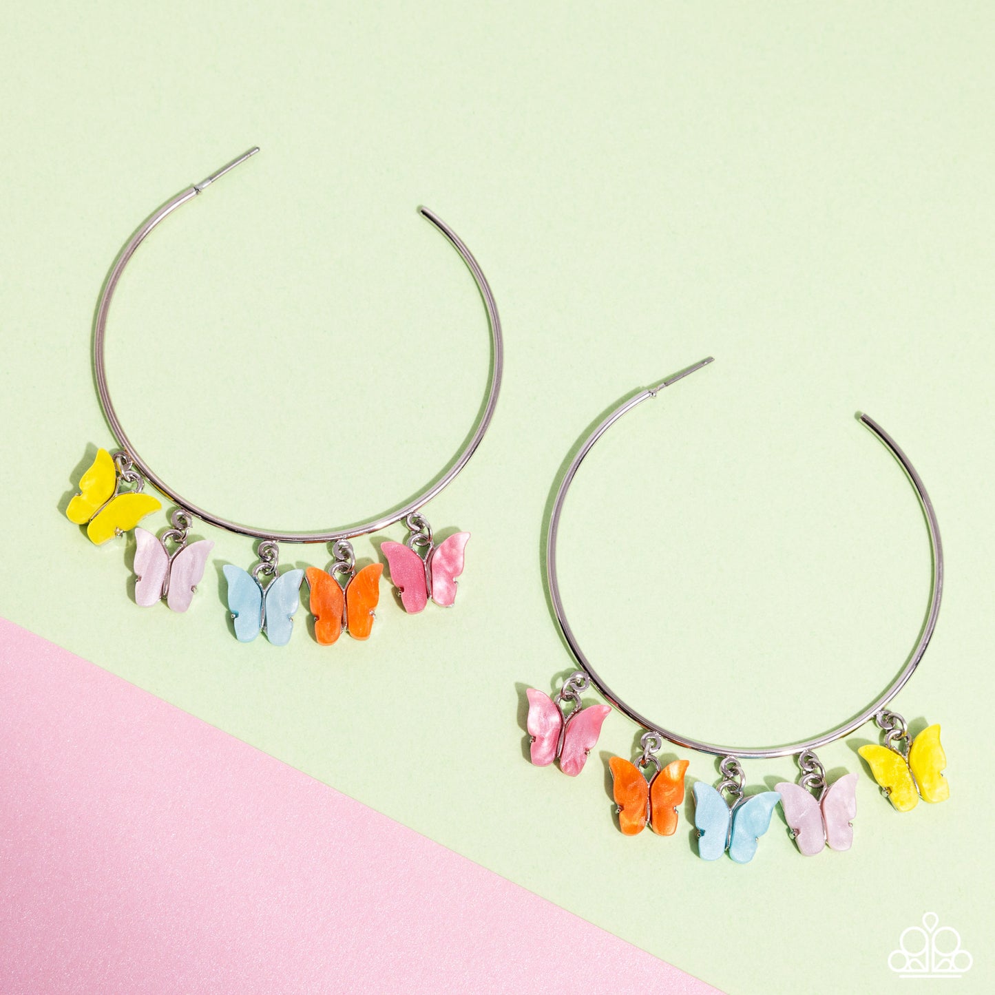 Paparazzi Bemusing Butterflies Multi Hoop Earrings. #P5HO-MTXX-104XX. Pastel Earrings. Ships Free