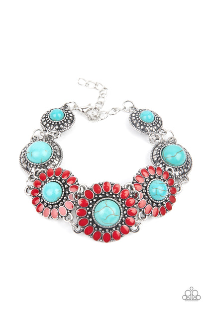 Bodaciously Badlands Red and Blue Stone Bracelet Paparazzi Accessories. #P9SE-RDXX-207XX. Ships Free