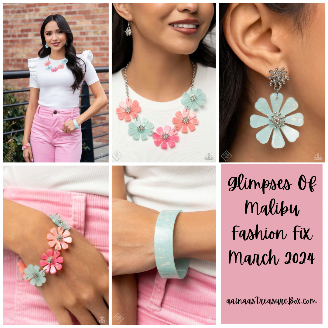 Paparazzi Glimpses of Malibu Fashion Fix March 2024 Jewelry Set. GM-0324. Get Free Shipping