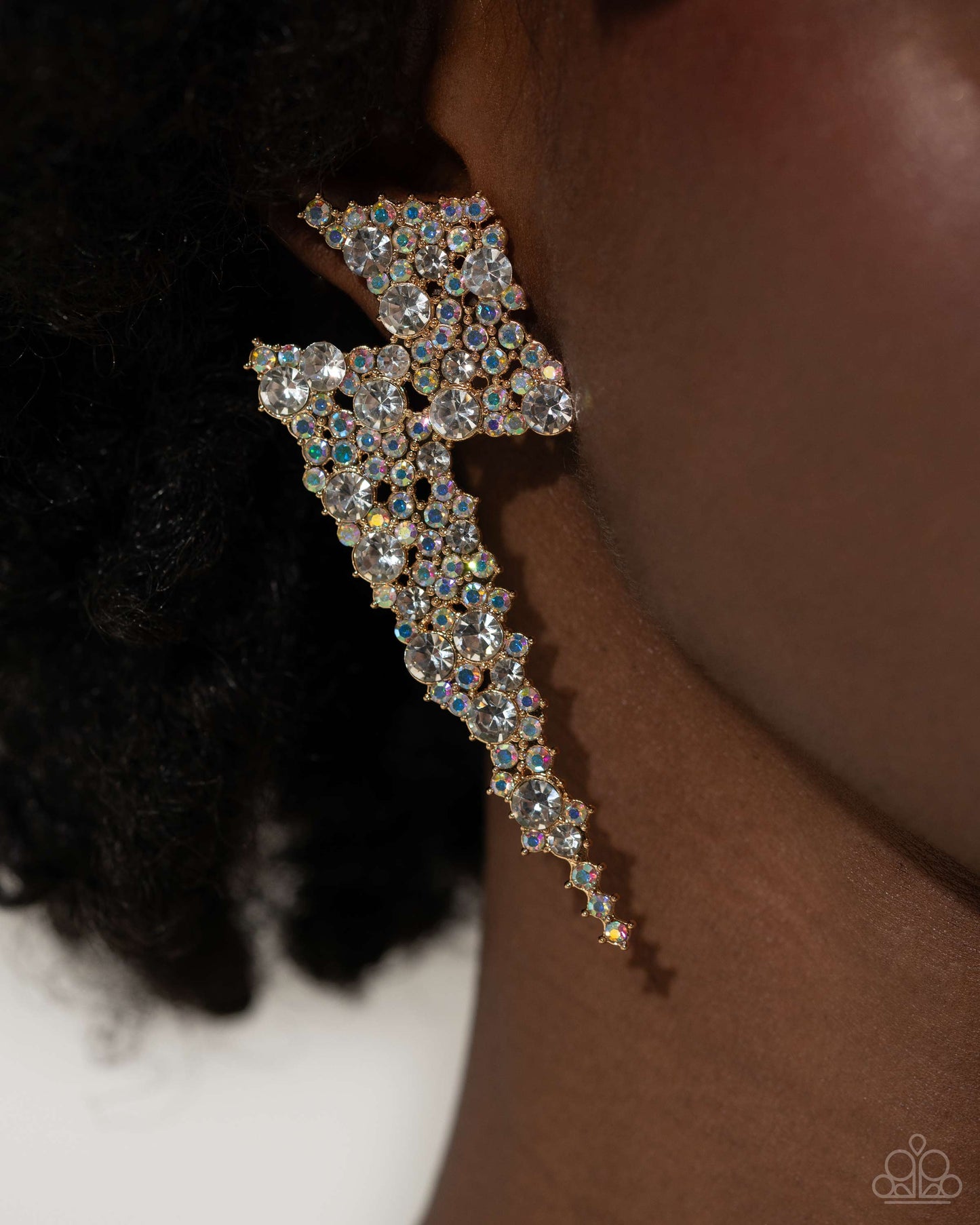 Paparazzi Electric Effulgence Gold Earrings Life of the Party Exclusives