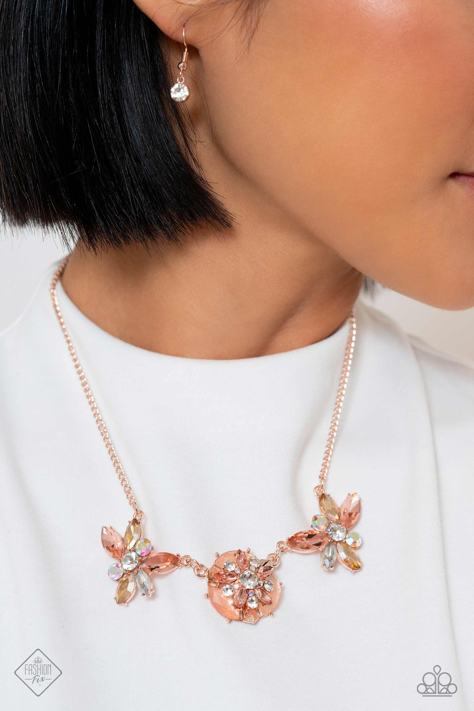 Paparazzi December 2023 Fashion Fix Necklace: "Soft-Hearted Series - Rose Gold" Necklace