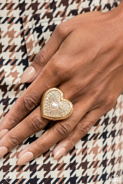 Paparazzi Fashion Fix March 2024 Ring Heartfelt Heritage Gold #P4RE-GDXX-285TJ. Statement Ring $5. 