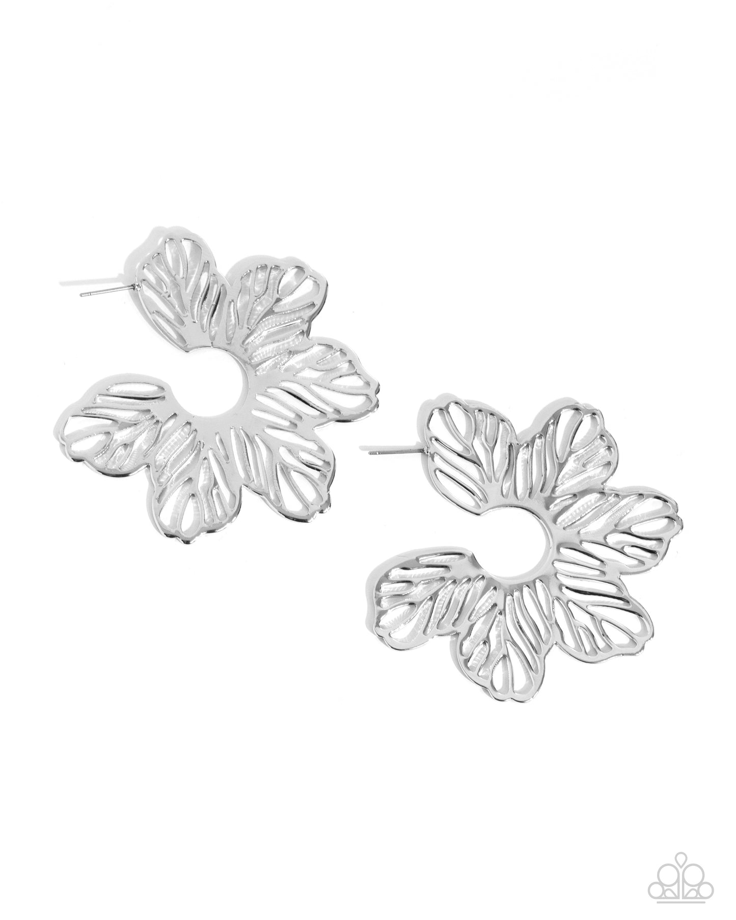 Paparazzi Floral Fame Silver Hoop Earrings