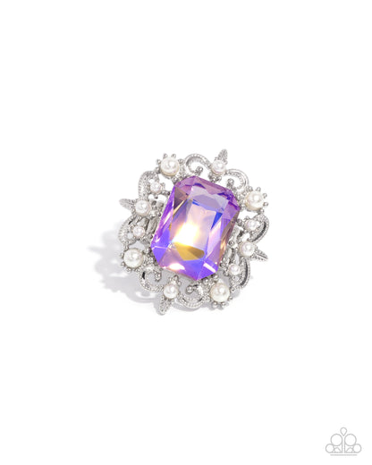 Framed Flourish Purple Ring Paparazzi Accessories. #P4RE-PRXX-204XX.Subscribe & Save.UV Shimmer Ring