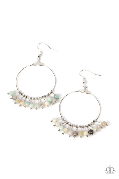 Paparazzi Free Your Soul Multi Earring for Women. Natural Stone Fringe Earring. Hoop earrings