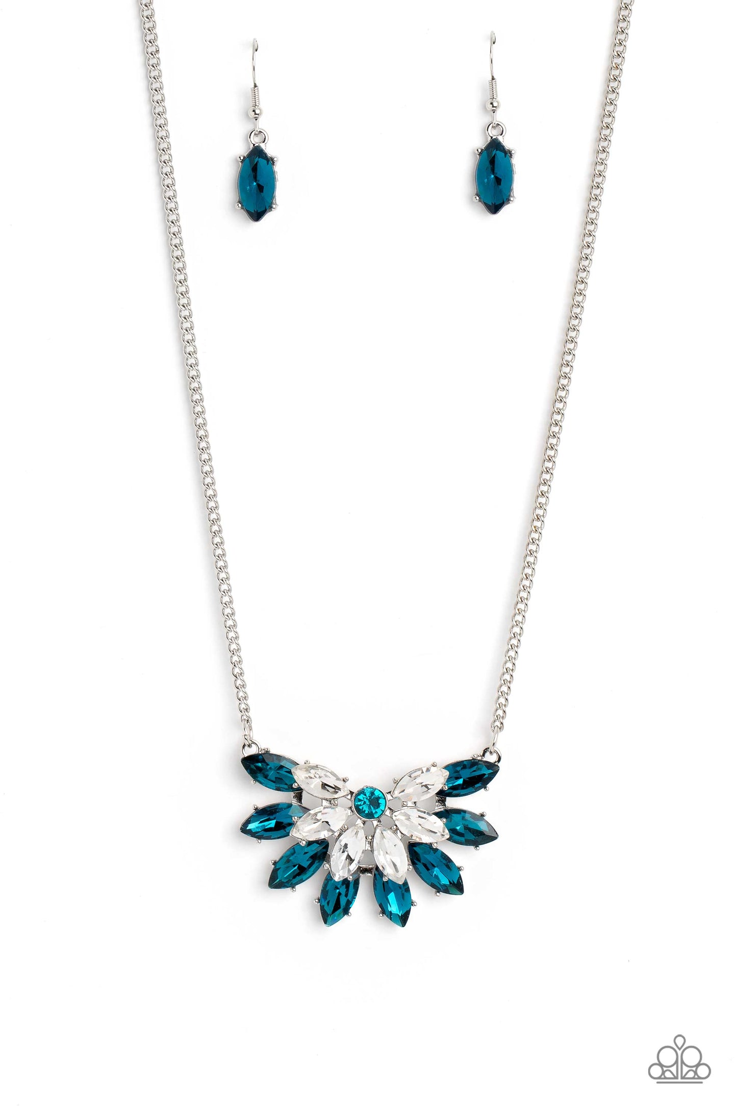 Paparazzi Frosted Florescence Blue Short Necklace For Women. P2ST-BLXX-183XX. Get Free Shipping