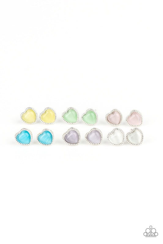 Paparazzi Kids Earrings Starlet Shimmer Heart earrings. Free Shipping (P5SS-MTXX-249XX).