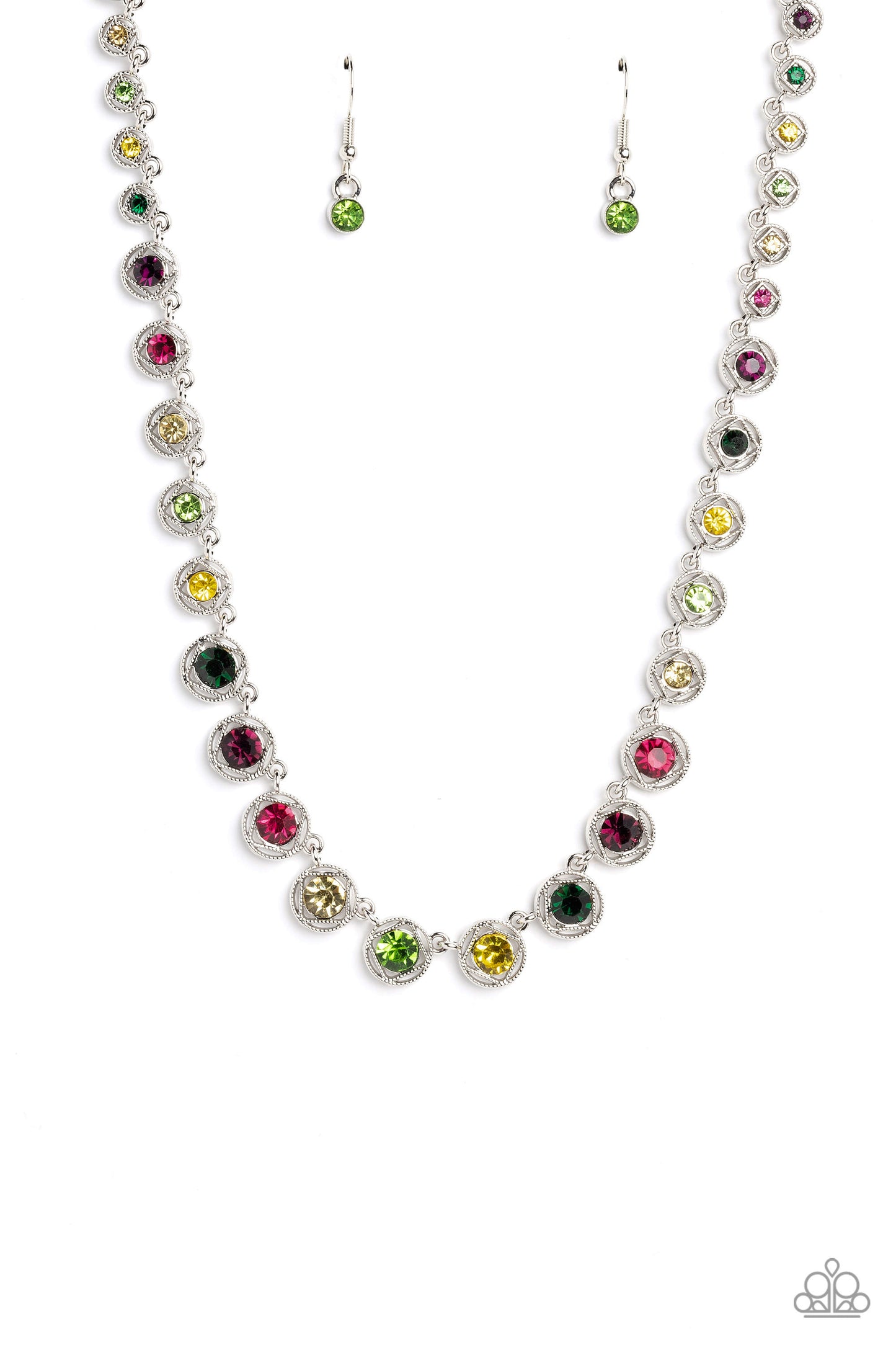 Kaleidoscope Charm Multi Necklace Paparazzi Accessories May 2023 Life of the Party Necklace. Free