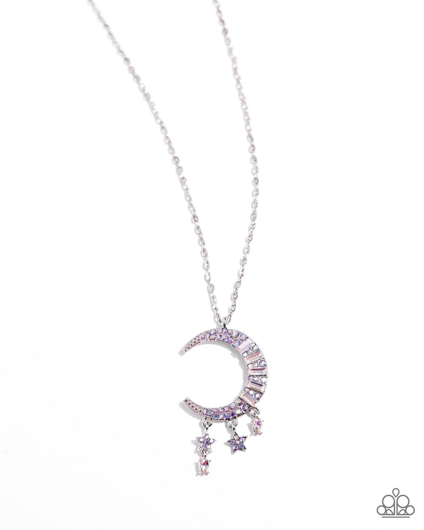 Paparazzi Lunar Landmark Purple Necklace. Get Free Shipping. #P2RE-PRXX-327XX. Iridescent crescent