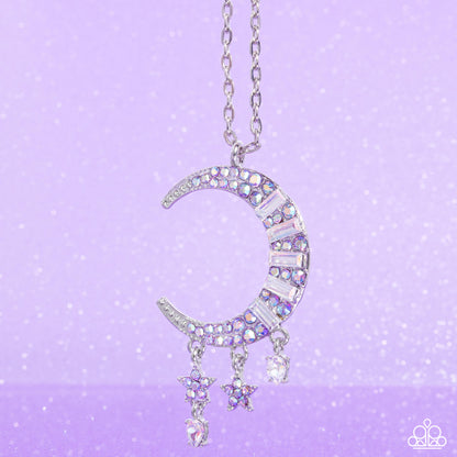 Lunar Landmark Necklace Paparazzi $5 Jewelry. Moon necklace. Purple Iridescent rhinestone necklace 