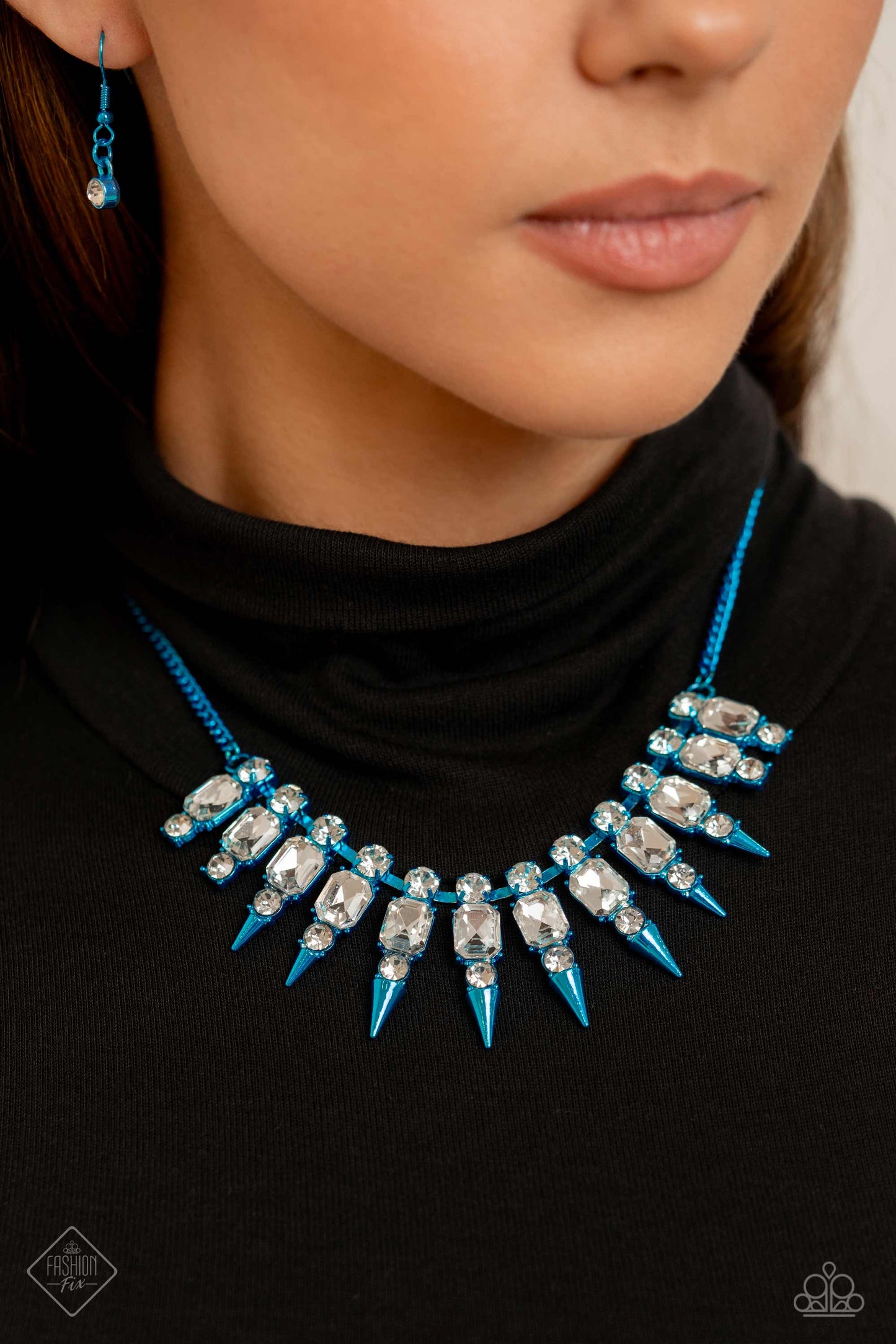 Paparazzi December 2023's Fashion Fix: Necklace: "Punk Passion - Blue". Get Free Shipping. 