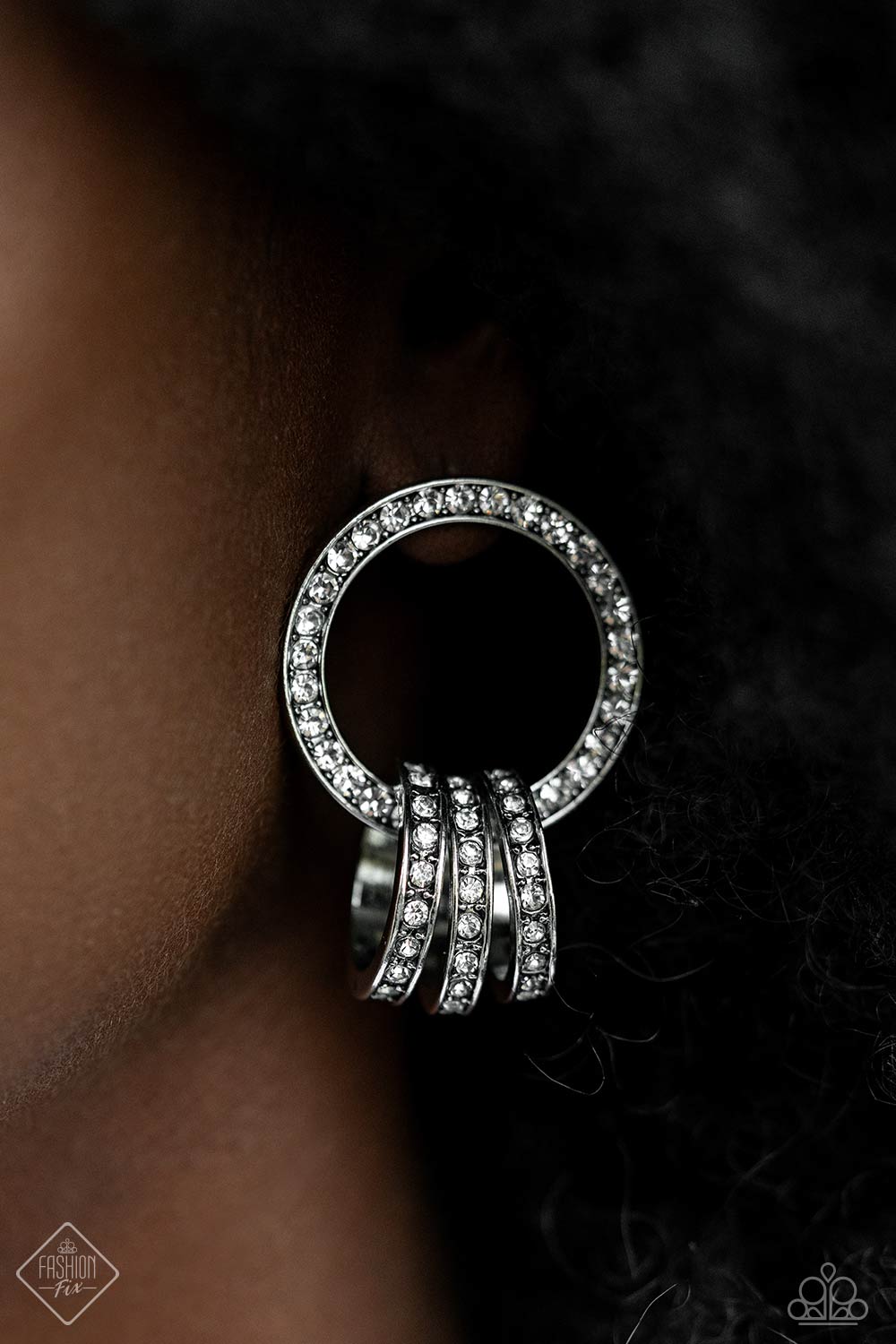 October 2023 Paparazzi Fashion Fix Earrings "Adorned Allegiance White". #P5PO-WTXX-377PU