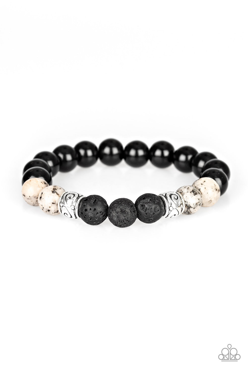 Mantra White Urban Bracelet with Lava Rock Beads. Get Free Shipping. #P9SE-URWT-069XX. Stretchy