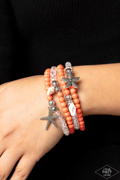 Paparazzi Ocean Breeze Orange $5 Bracelet. Get Free Shipping. #P9WH-OGXX-101XX. Sea Shell Starfish