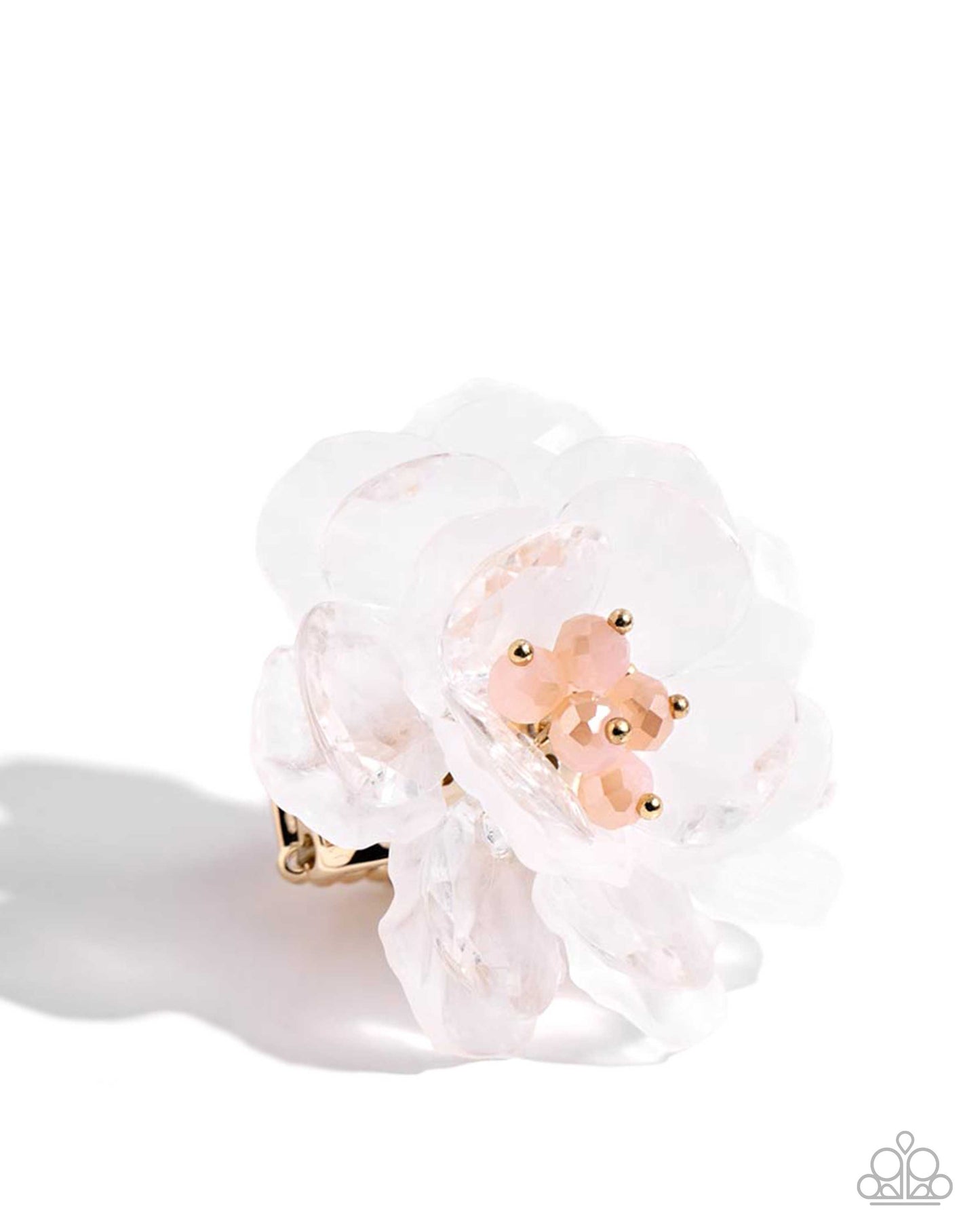 Petal Privilege White Floral Ring Paparazzi Accessories. Subscribe & Save. #P4ST-WTXX-040XX.