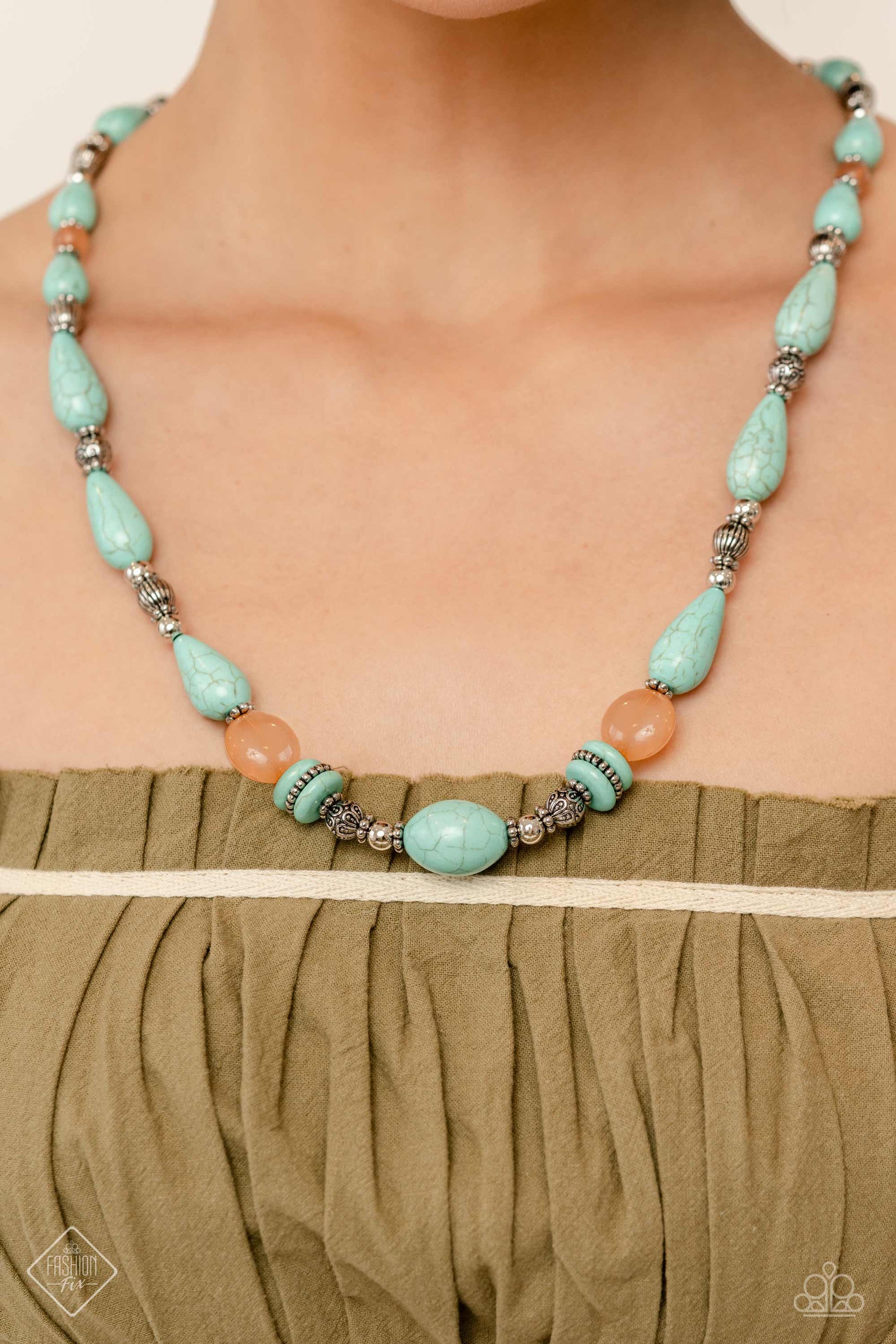 May 2023 Paparazzi Fashion Fix Necklace: "Nile River Redux - Blue". Get Free Shipping. 