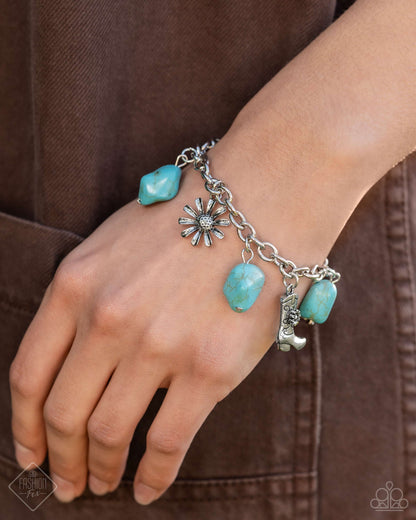 June 2024 Paparazzi Fashion Fix Bracelet: "Badlands Beau - Blue Bracelet​" (P9SE-BLXX-456VM).