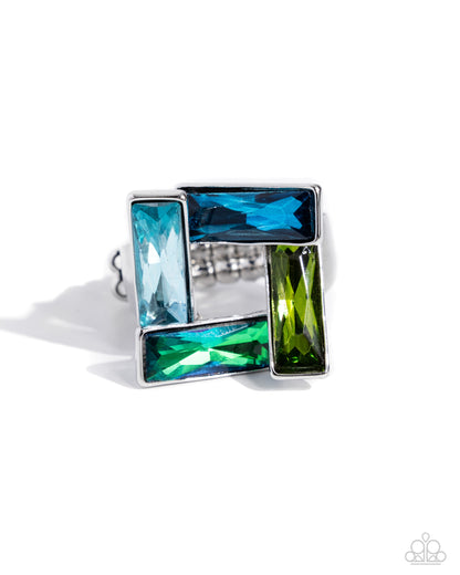 Paparazzi Sinuous Square Blue Rings. Get Free Shipping. #P4ST-BLXX-033XX. Iridescent square ring