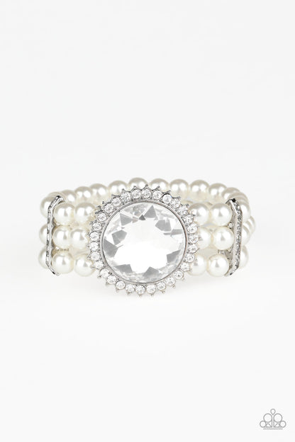 Paparazzi Speechless Sparkle White Bracelets. Subscribe & Save. Stretchy White Pearl Bracelet.