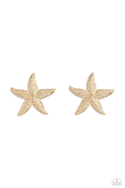 Starfish Season Gold Earring Paparazzi Accessories. #P5PO-GDXX-243XX. Subscribe & Save. Star Fish