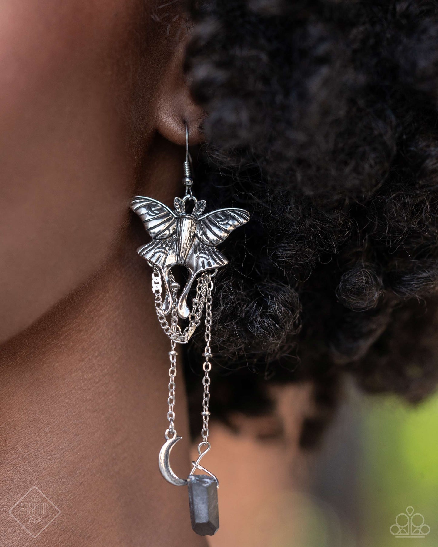 June 2024 Paparazzi Fashion Fix Earring Moth Master Silver Earrings. #P5WH-SVXX-287YC. Moon Fishhook