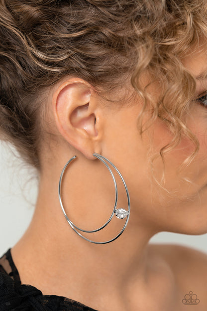 Paparazzi Theater HOOP White Earrings for Women. Get Free Shipping. #P5HO-WTXX-147XX