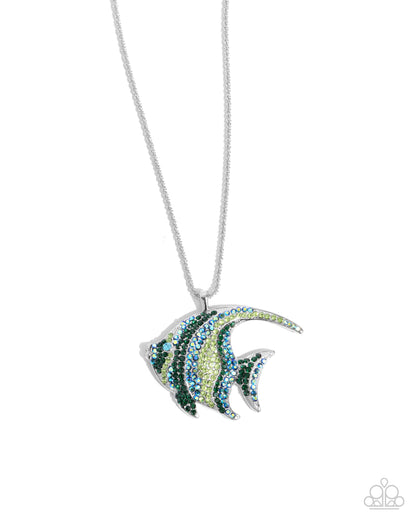 Paparazzi Tropical Talent Green Necklace. Get Free Shipping. #P2WH-GRXX-415XX. Fish Charm necklace. 