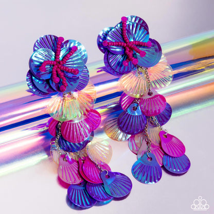 Under the Waves Purple Iridescent Earrings Paparazzi Accessories. Get Free Shipping.P5PO-PRXX-036XX