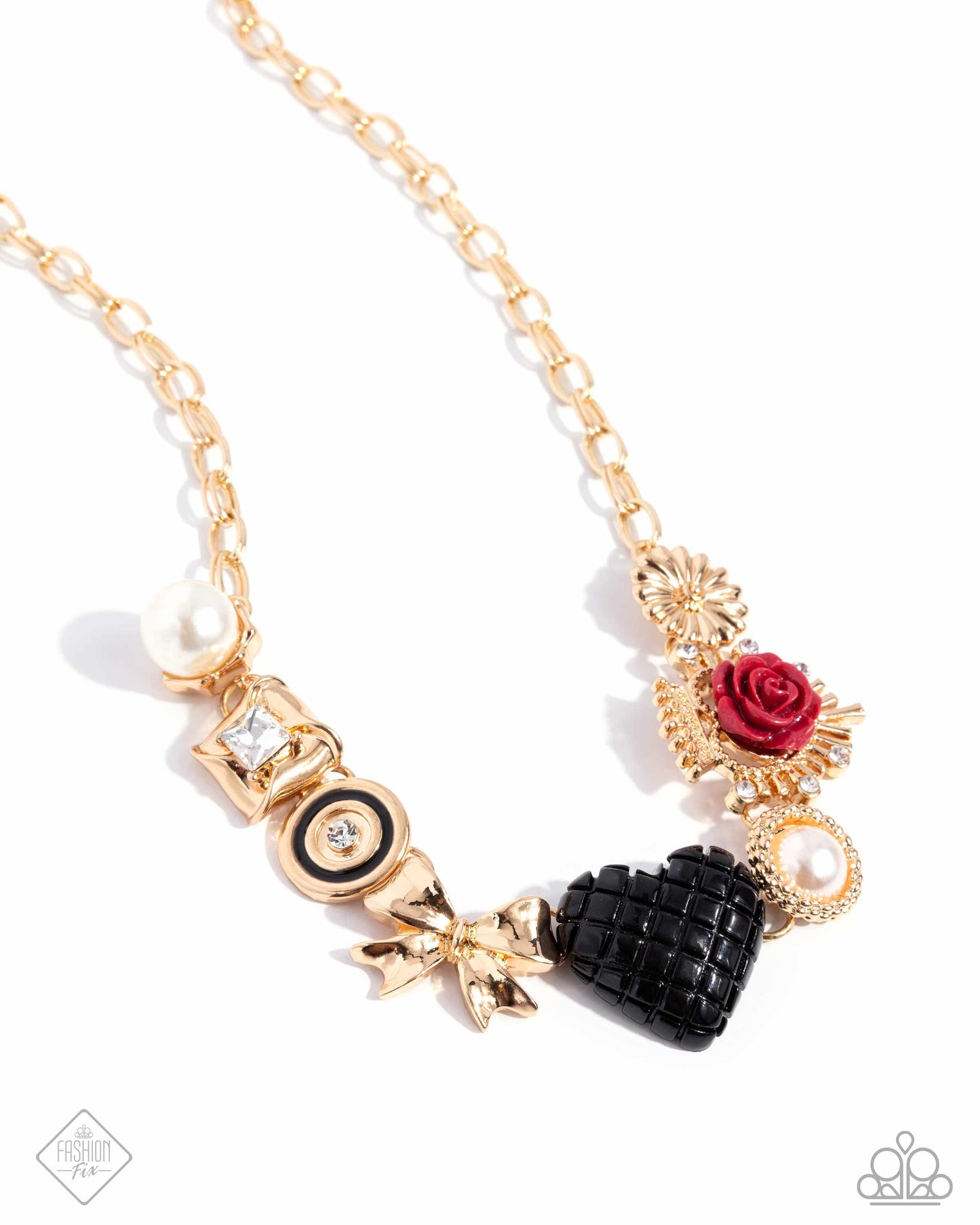 Paparazzi Victorian Vibe Multi Necklace with hearts. #P2ST-MTXX-161GG. Free Shipping. Valentine