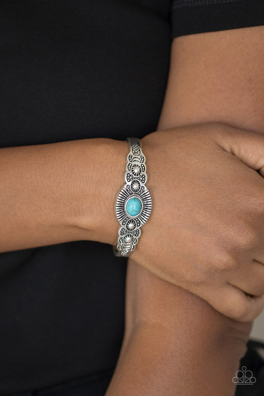 Paparazzi Bracelet ~ Wide Open Mesas - Blue Cuff Bracelet