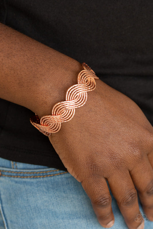 Paparazzi Bracelet ~ Braided Brilliance - Copper