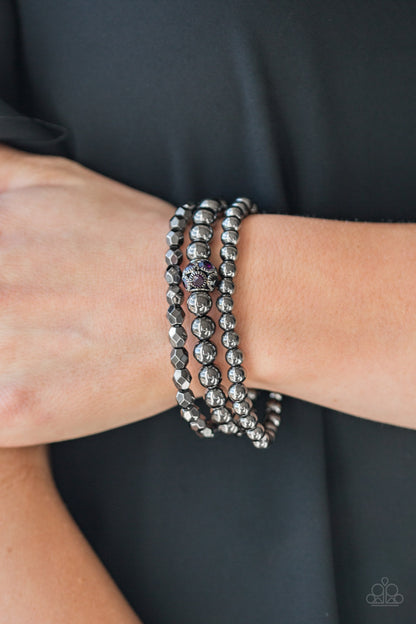 Paparazzi Noticeably Noir Purple Stretchy Bracelet for the edgy look. Shop now Paparazzi Bling