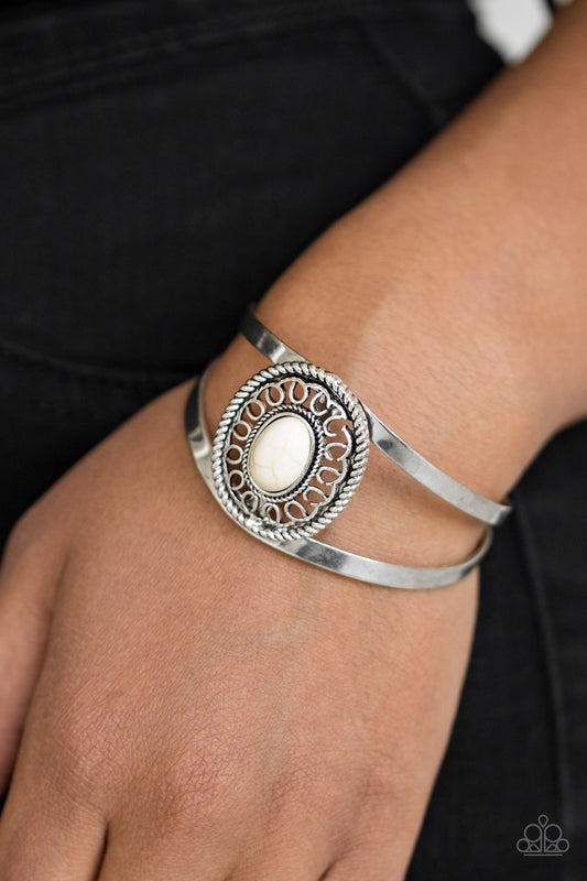 Paparazzi Bracelet ~ Deep In The TUMBLEWEEDS - White Cuff Bracelet