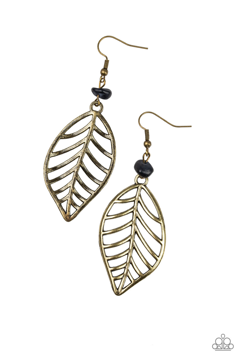 Paparazzi BOUGH Out - Brass with black pebble Earring