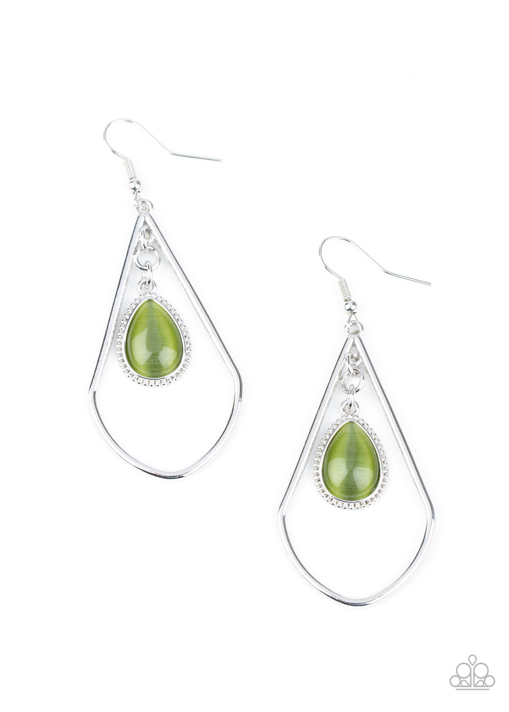 Paparazzi Earring ~ Ethereal Elegance - Green Moonstone Earring