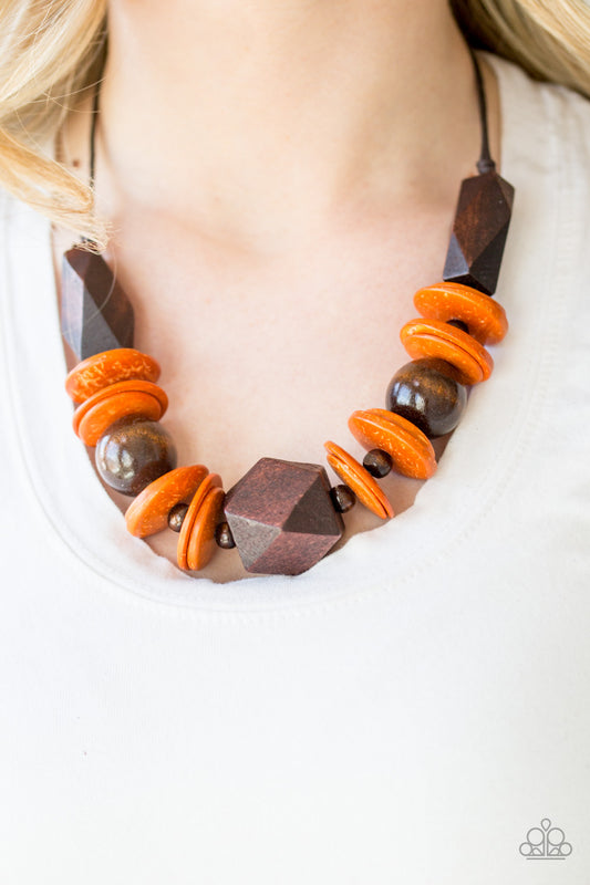 Paparazzi Pacific Paradise - Orange Wooden Necklace. Subscribe & Save.#P2SE-OGXX-174XX