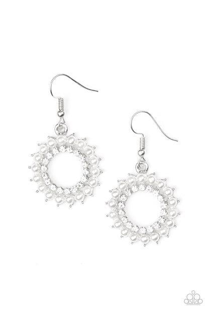 Paparazzi Wreathed In Radiance White Pearl Earrings. #P5RE-WTXX-345XX. Subscribe & Save 