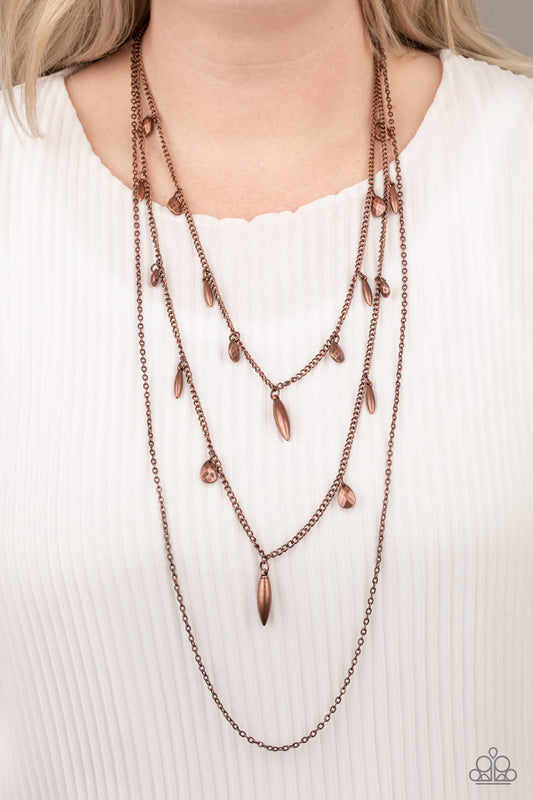 Paparazzi Bravo Bravado Copper Necklace in Multi Layer. #P2WH-CPXX-130XX. Get Free Shipping