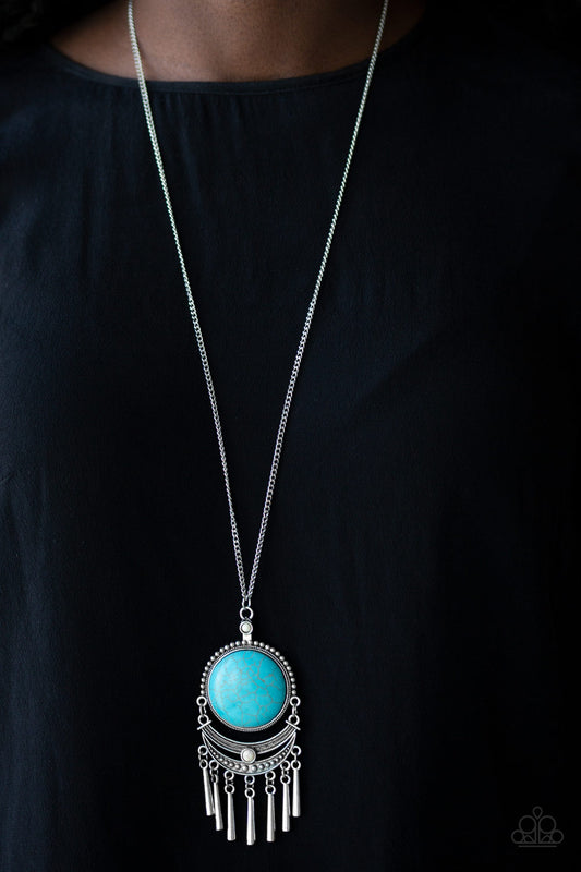 Rural Rustler Multi Necklace Paparazzi Accessories. Blue and White Stone Necklace. Get Free Shipping