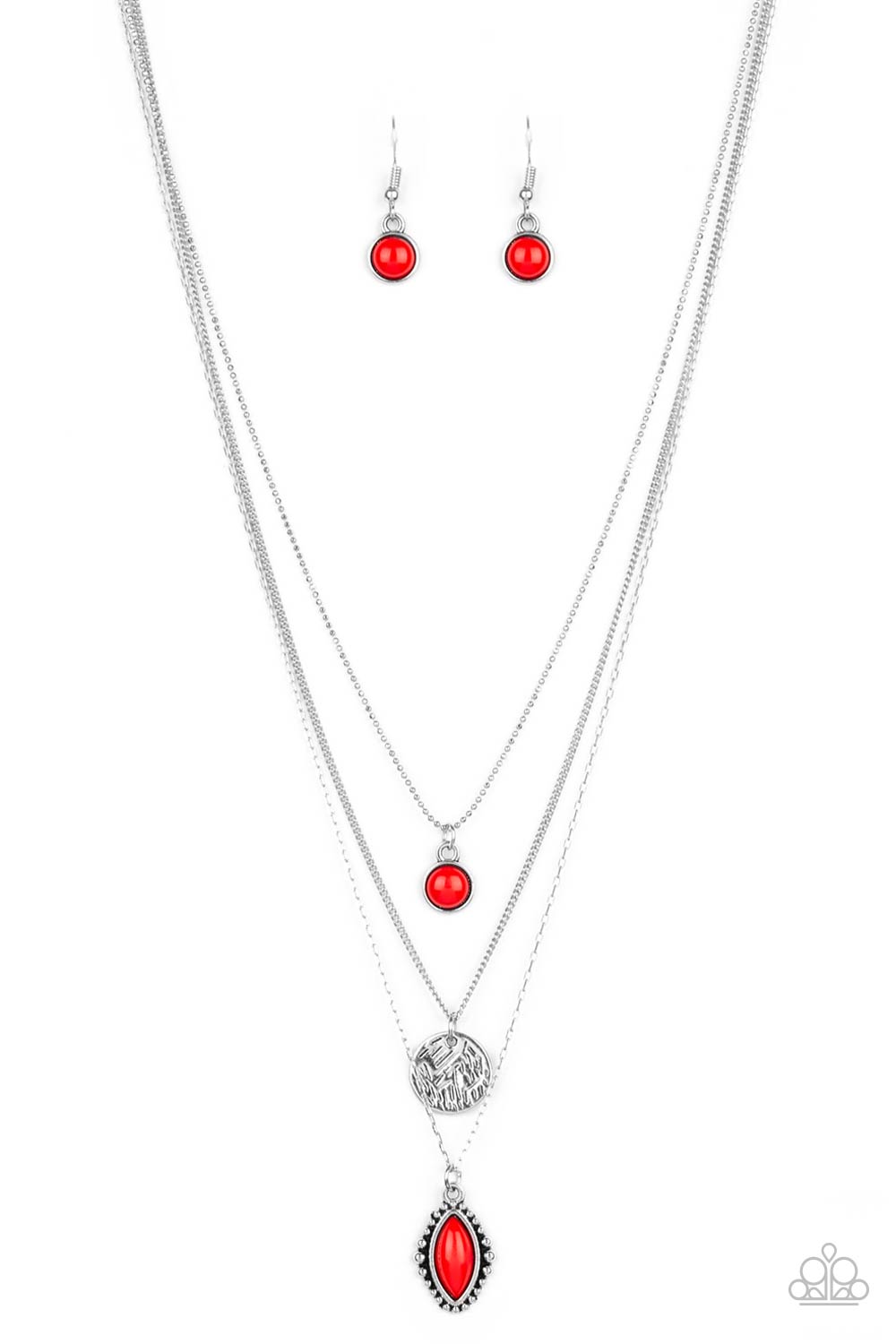 Paparazzi Tide Drifter Red Necklace. Get Free Shipping. #P2TR-RDXX-077XX. Multi layer