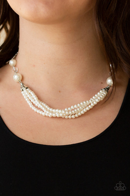 Paparazzi One-WOMAN Show White Necklace. Empower Me Pink Exclusive necklace. #P2RE-WTXX-334XX