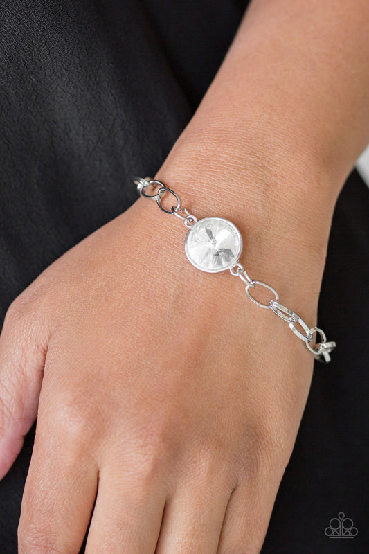 Paparazzi Bracelet ~ All Aglitter - White Toggle Closure Bracelet